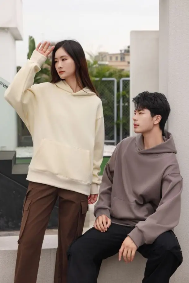 480GSM Winter Men's 100% Cotton Oversized Hoodies No String Casual Streetwear Sporty Hooded Sweatshirts Heavy Fleece Pullovers