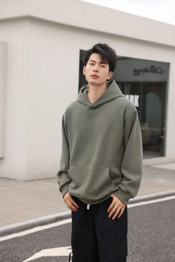 480GSM Winter Men's 100% Cotton Oversized Hoodies No String Casual Streetwear Sporty Hooded Sweatshirts Heavy Fleece Pullovers