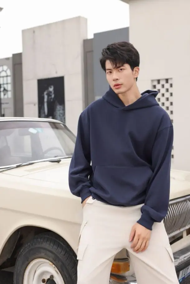 480GSM Winter Men's 100% Cotton Oversized Hoodies No String Casual Streetwear Sporty Hooded Sweatshirts Heavy Fleece Pullovers