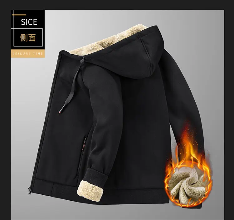High Quality Male Warm Cashmere hoodies Men Sportswear Jackets Male sweatshirt Fleece Men's Jacket Winter Lamb Fleece hoody Mens