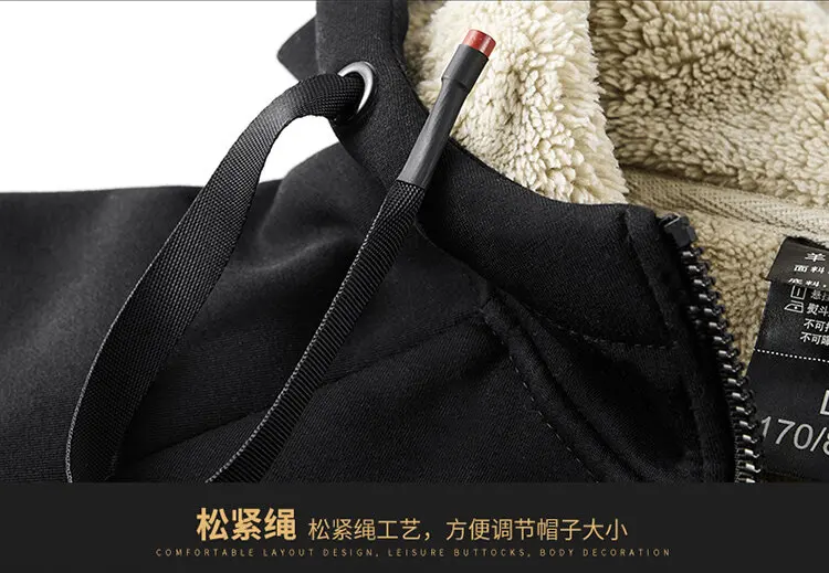 High Quality Male Warm Cashmere hoodies Men Sportswear Jackets Male sweatshirt Fleece Men's Jacket Winter Lamb Fleece hoody Mens