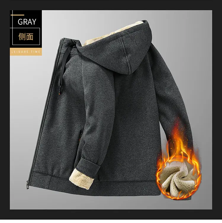 High Quality Male Warm Cashmere hoodies Men Sportswear Jackets Male sweatshirt Fleece Men's Jacket Winter Lamb Fleece hoody Mens