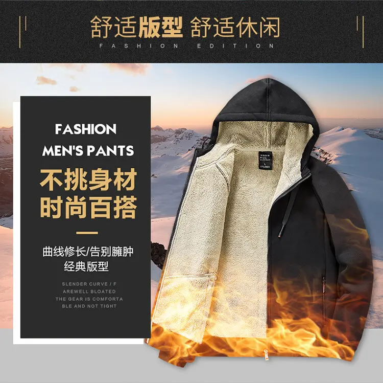 High Quality Male Warm Cashmere hoodies Men Sportswear Jackets Male sweatshirt Fleece Men's Jacket Winter Lamb Fleece hoody Mens