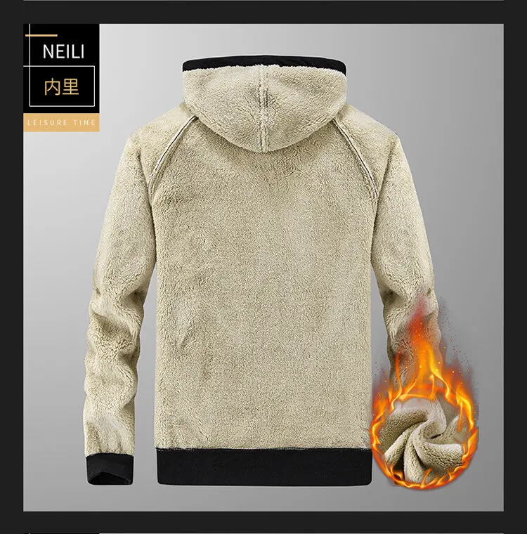 High Quality Male Warm Cashmere hoodies Men Sportswear Jackets Male sweatshirt Fleece Men's Jacket Winter Lamb Fleece hoody Mens