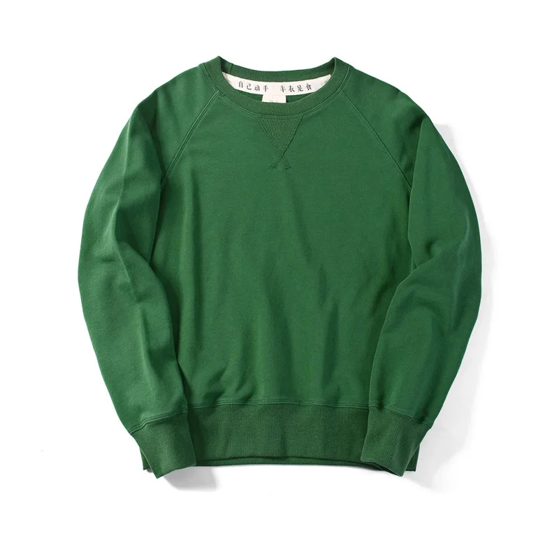 Japanese Retro Green Heavy Hoodie Men 2021 Spring Autumn Cotton Trendy Sweatshirts Men's Casual Oversized Long Sleeve Pullover