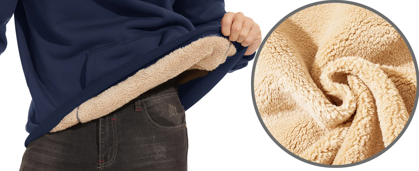 TACVASEN Thicken Sherpa Lining Hoodies Mens Winter Hoodies Pocket Sweatshirts Jackets Hooded Pullover Casual Coats Tops