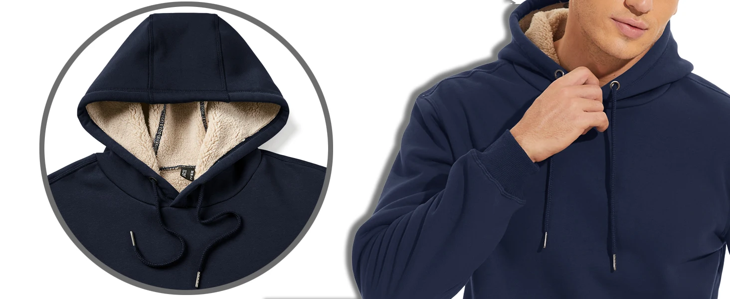 TACVASEN Thicken Sherpa Lining Hoodies Mens Winter Hoodies Pocket Sweatshirts Jackets Hooded Pullover Casual Coats Tops