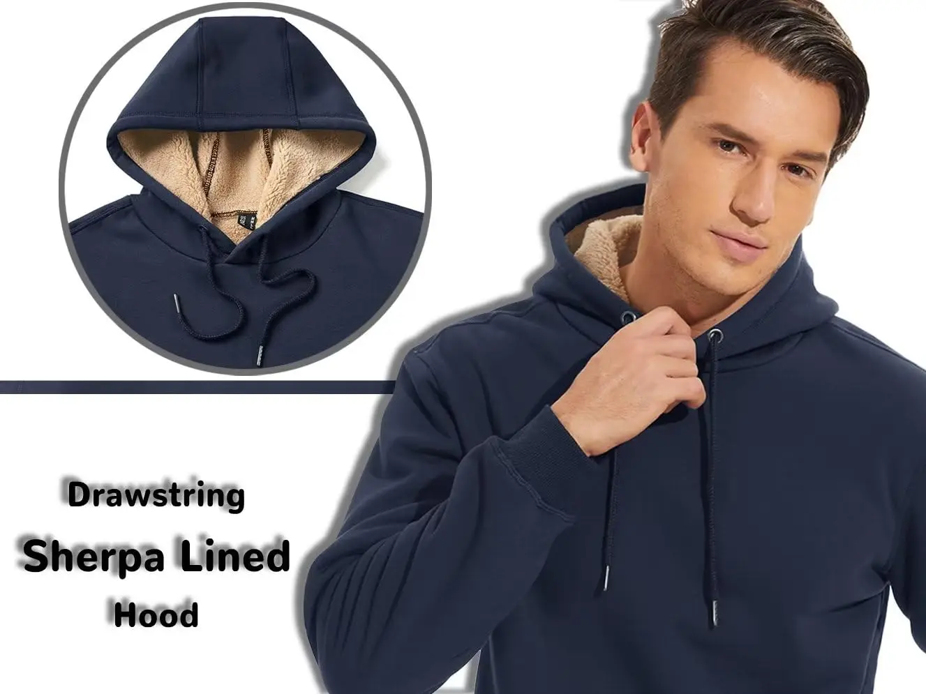 TACVASEN Thicken Sherpa Lining Hoodies Mens Winter Hoodies Pocket Sweatshirts Jackets Hooded Pullover Casual Coats Tops