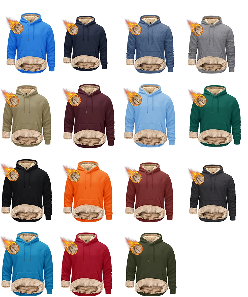 TACVASEN Thicken Sherpa Lining Hoodies Mens Winter Hoodies Pocket Sweatshirts Jackets Hooded Pullover Casual Coats Tops
