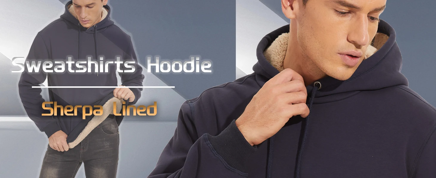TACVASEN Thicken Sherpa Lining Hoodies Mens Winter Hoodies Pocket Sweatshirts Jackets Hooded Pullover Casual Coats Tops