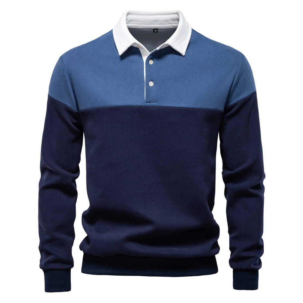 AIOPESON Men's Premium Cotton Sweatshirt Color Block Sweatshirt Long Sleeve Business Casual Social Sweatshirt