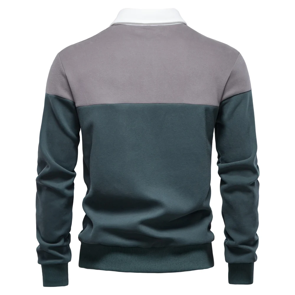 AIOPESON Men's Premium Cotton Sweatshirt Color Block Sweatshirt Long Sleeve Business Casual Social Sweatshirt