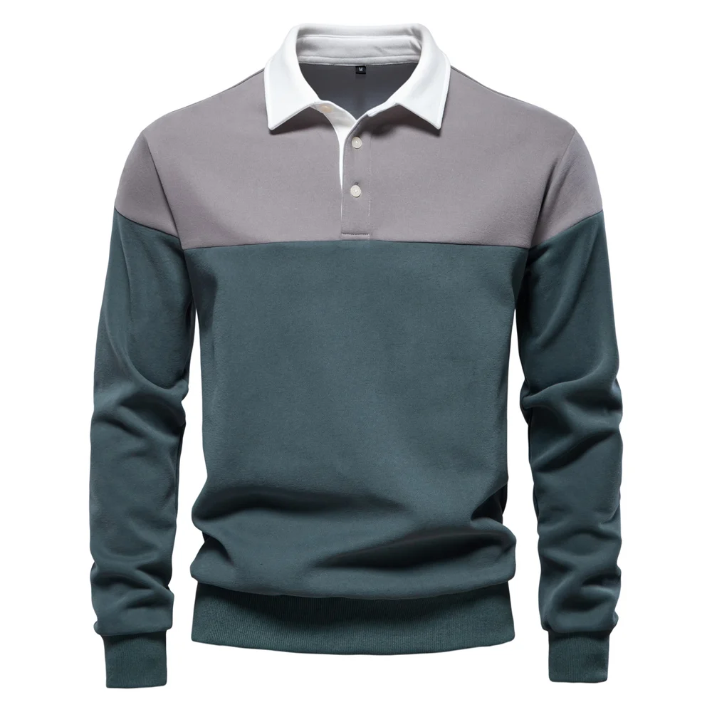 AIOPESON Men's Premium Cotton Sweatshirt Color Block Sweatshirt Long Sleeve Business Casual Social Sweatshirt