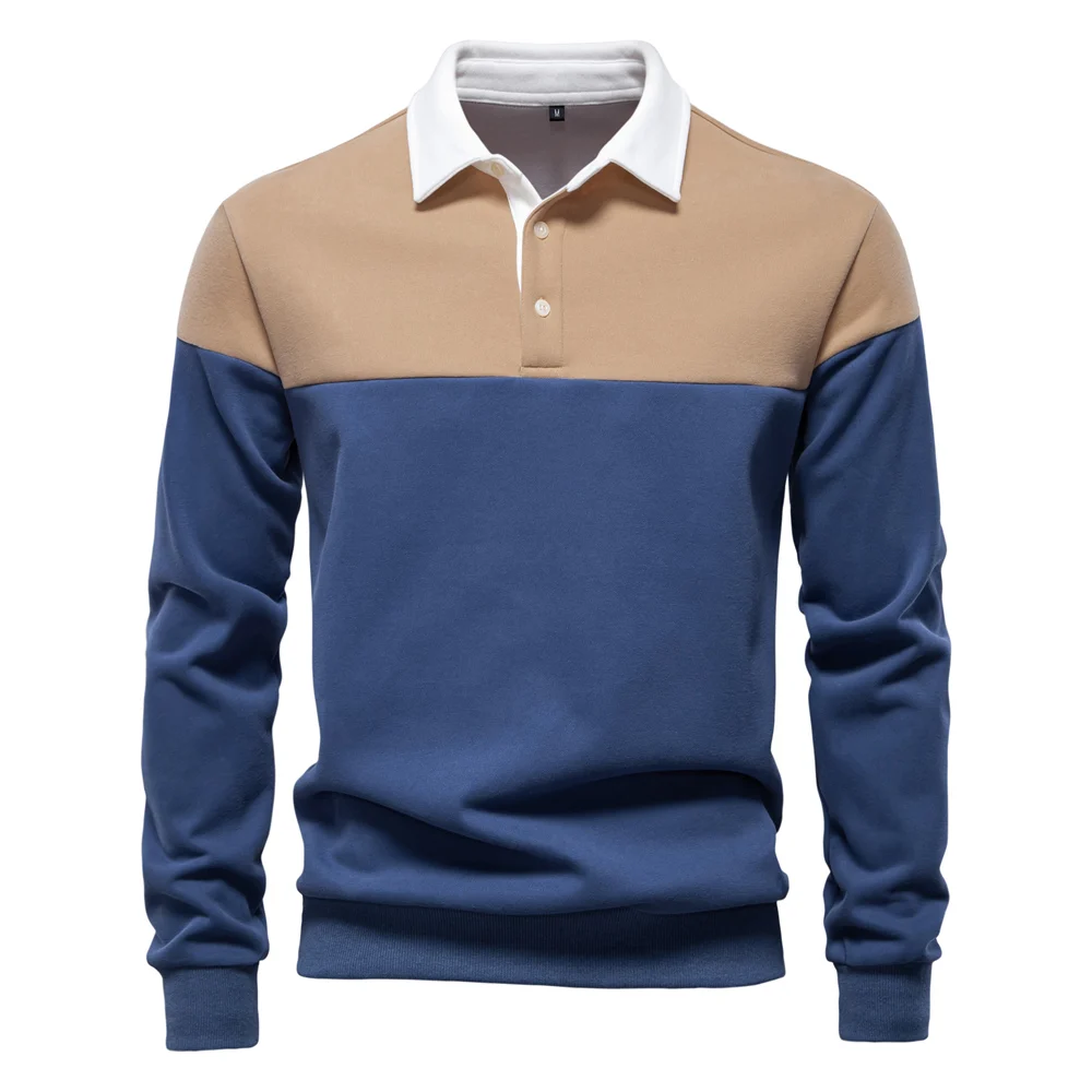 AIOPESON Men's Premium Cotton Sweatshirt Color Block Sweatshirt Long Sleeve Business Casual Social Sweatshirt
