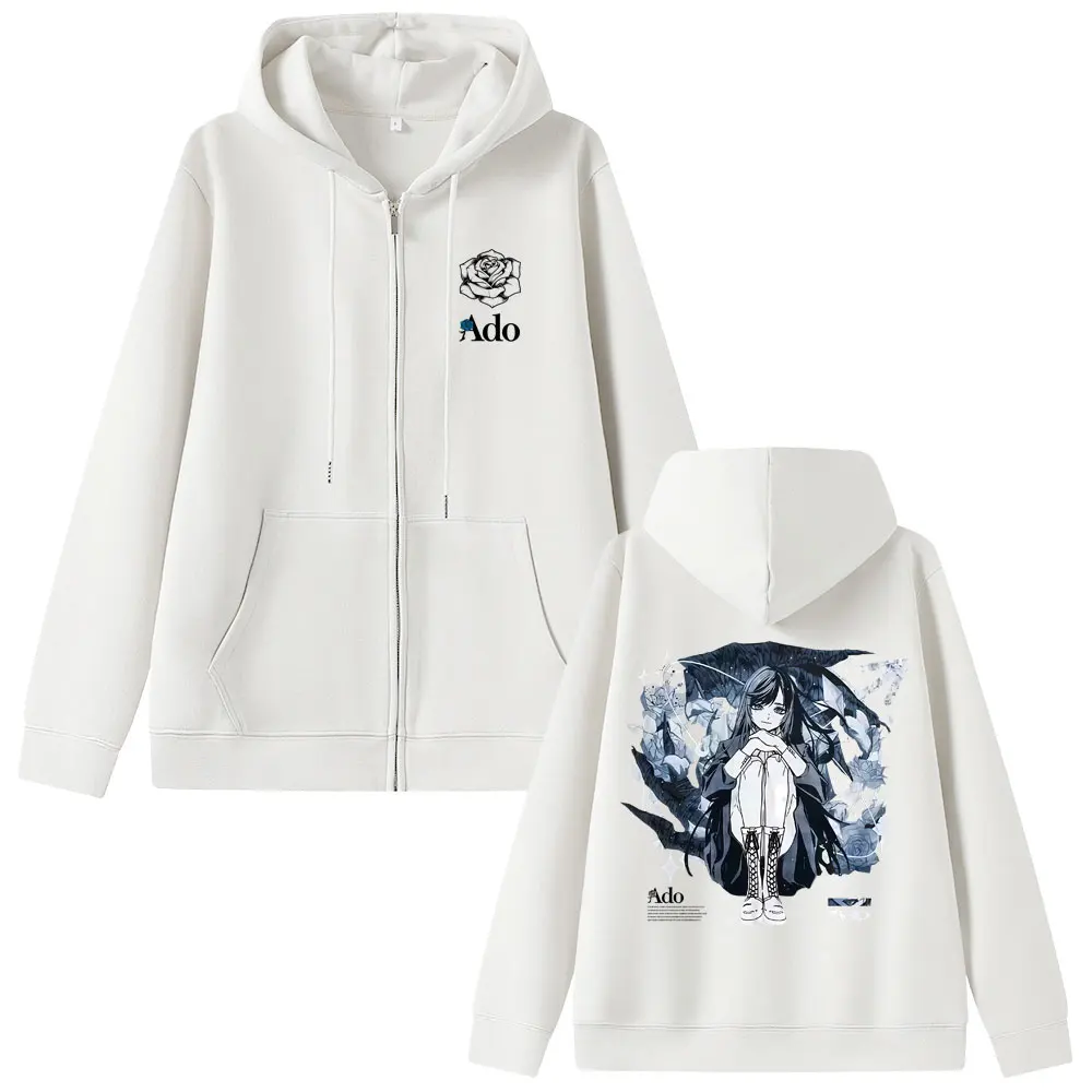 Ado World Tour 2025 Hibana Zipper Hoodie Men Women Fashion Japanese Style Zip Up Jacket Unisex Casual Fleece Zip Up Sweatshirt