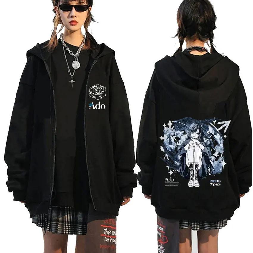 Ado World Tour 2025 Hibana Zipper Hoodie Men Women Fashion Japanese Style Zip Up Jacket Unisex Casual Fleece Zip Up Sweatshirt