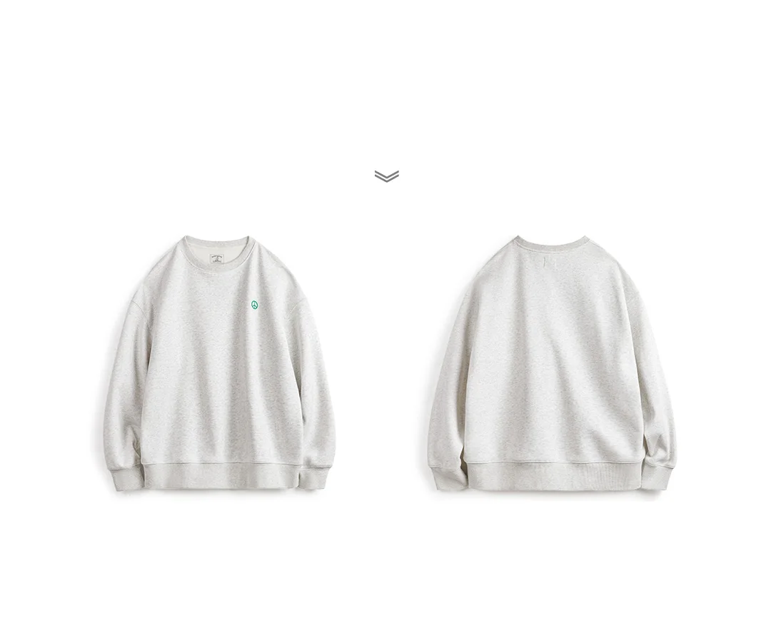 Maden Casual Gray Round-Neck Hoodie Fleece-Lined Sweatshirt Basic Loose Fit Undershirt for Men's Autumn and Winter Warm Tops