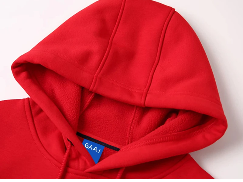 GAAJ Hoodie Premium 100% Cotton 450g Heavyweight Warm Thick Fleece Winter Solid Coat Casual Hood Sweatshirt Men Women Clothes