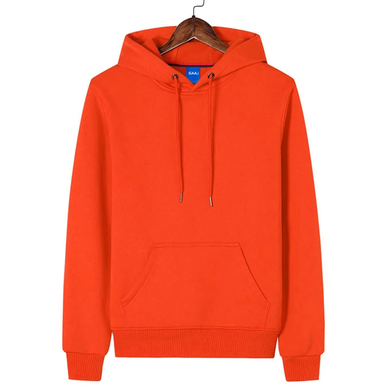 GAAJ Hoodie Premium 100% Cotton 450g Heavyweight Warm Thick Fleece Winter Solid Coat Casual Hood Sweatshirt Men Women Clothes