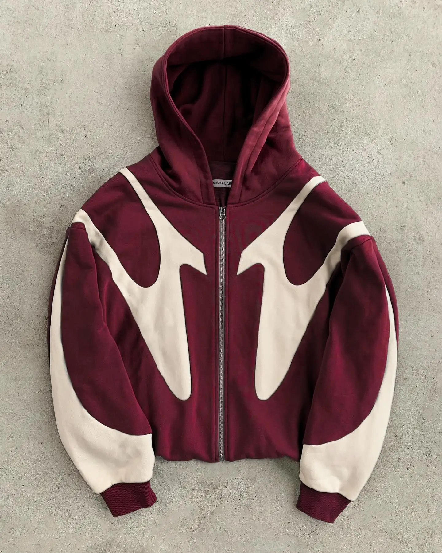 Nl25h Gothic Burgundy Geometric Zipper Hoodie Autumn New Casual Men Sportswear Y2k Retro Oversized Loose Hoodie Warm Sweatshirt