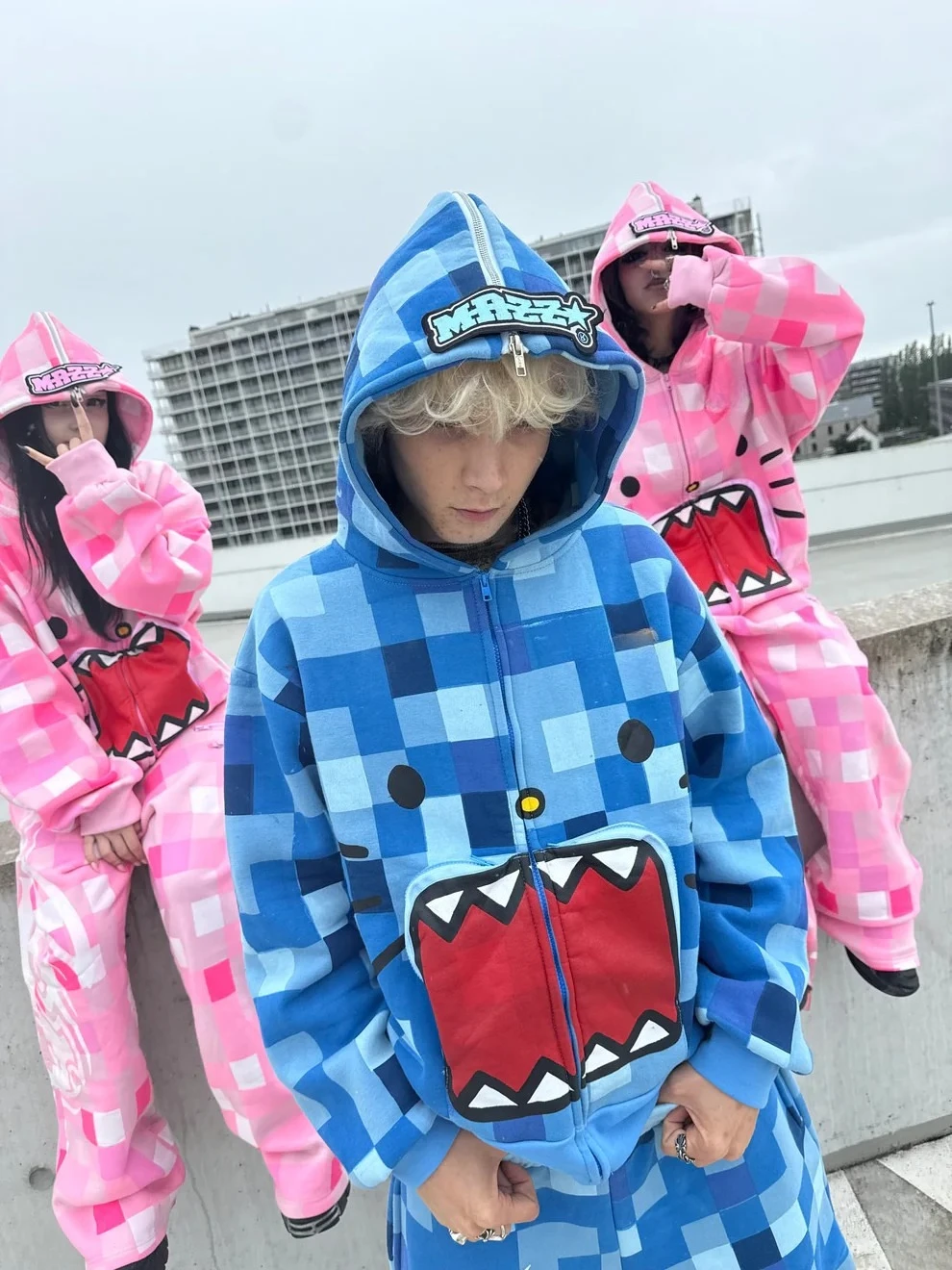 Y2k Retro Men Women Zipper Hoodie Harajuku Hip Hop Cartoon Cat Print Camo Hoodies Couple Casual Loose Outdoor Sweatshirt Clothes