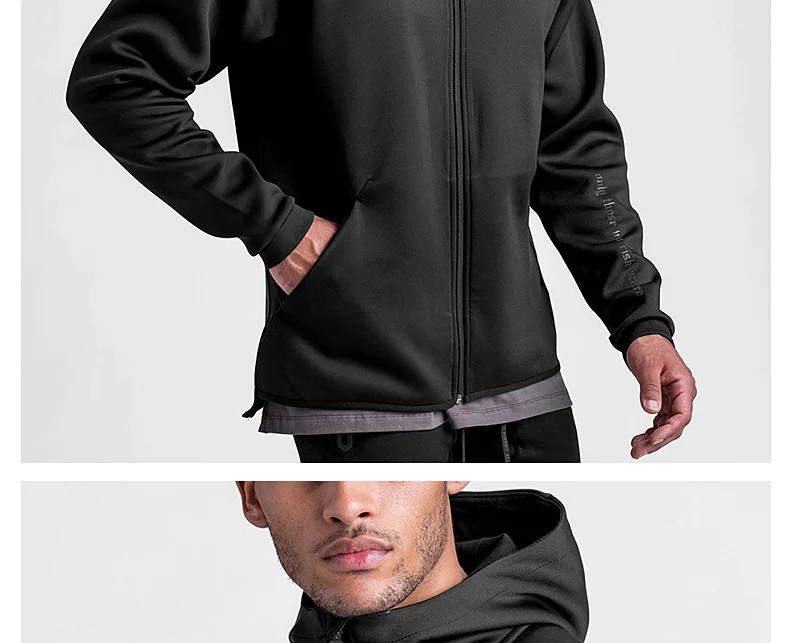 Men's Zipper Hooded Sweatshirt Gym Workout Hoodies Spring and Autumn Loose Fitness Hoodies Sports Casual Zipper Jacket Clothing