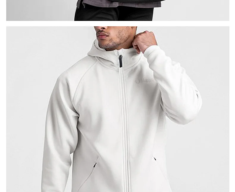 Men's Zipper Hooded Sweatshirt Gym Workout Hoodies Spring and Autumn Loose Fitness Hoodies Sports Casual Zipper Jacket Clothing