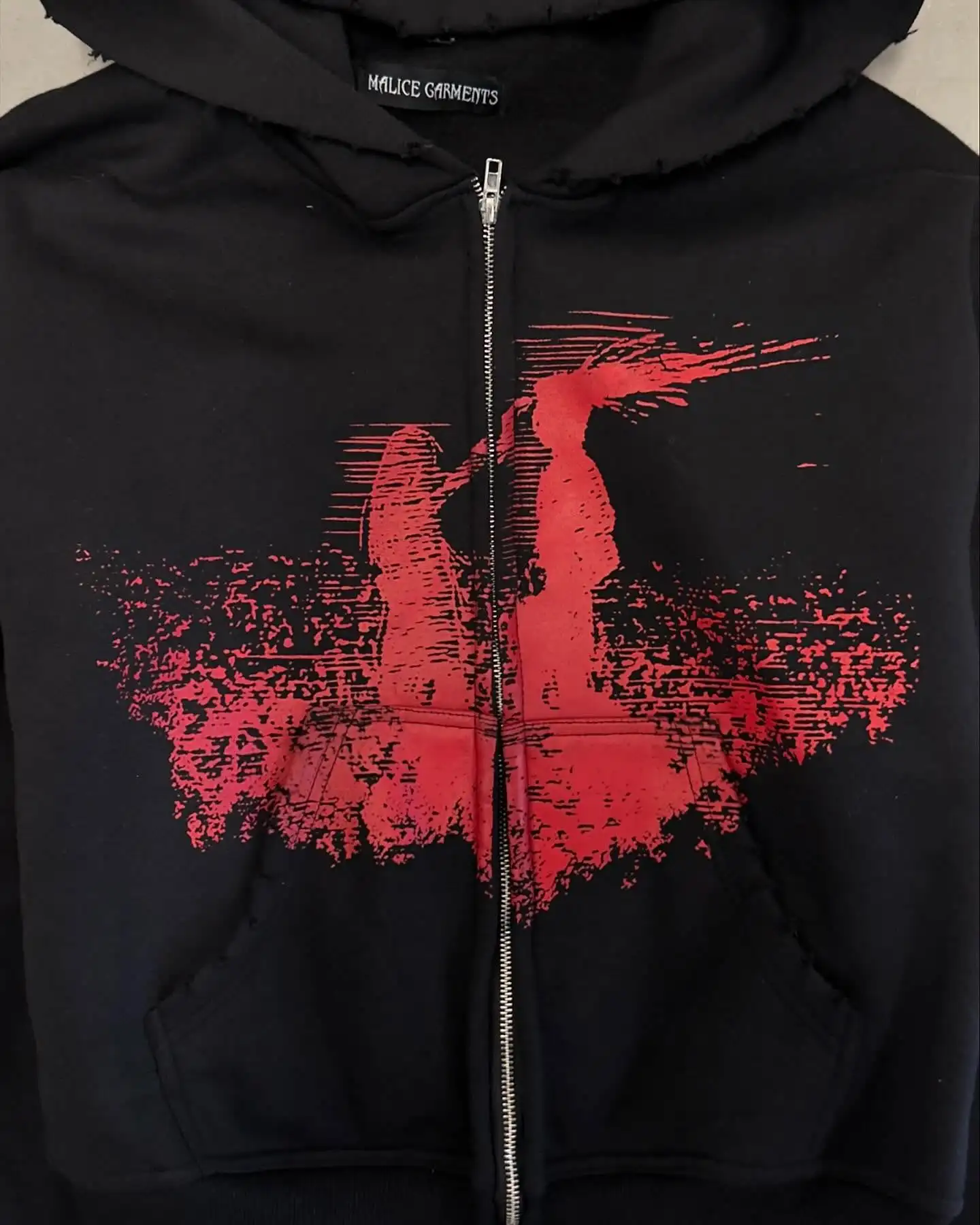 Y2K Retro Grunge Hip Hop Zip Up Hoodie Gothic Pattern Oversized Loose Sweatshirts Harajuku Women Streetwear Fashion Men Clothing