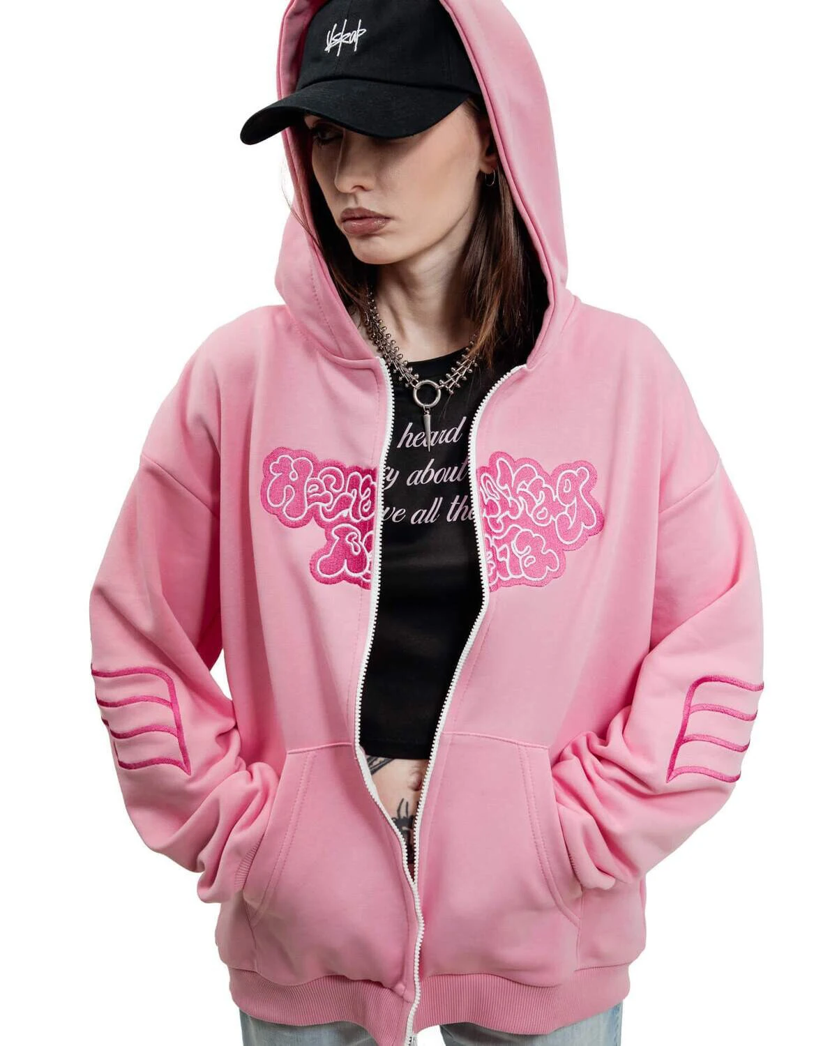 Y2K Harajuku Вата Zip Up Hoodie Cartoon Letter Embroidery Sweatshirt Men Hip Hop Oversized Streetwear Zipper Jacket Goth Clothes