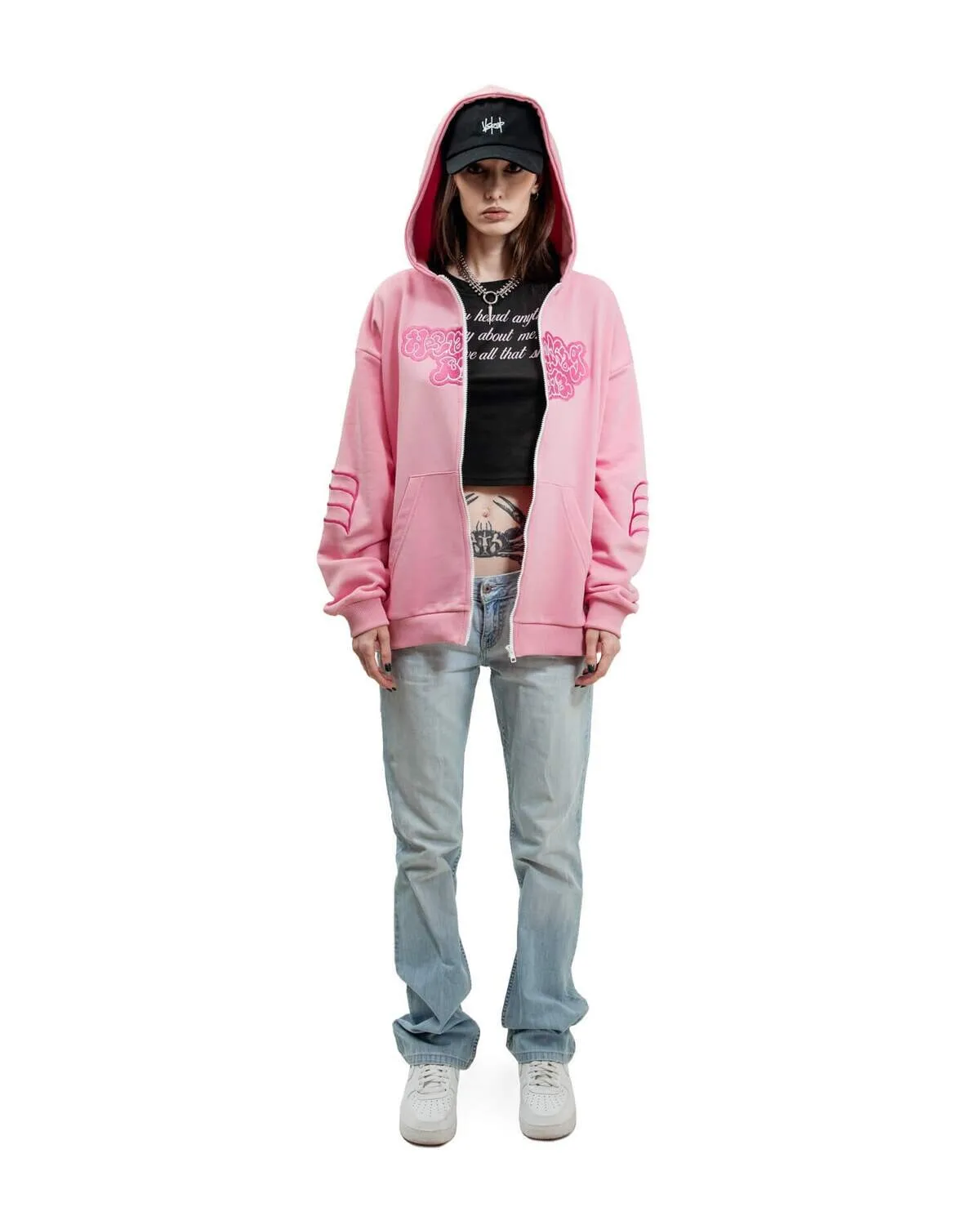 Y2K Harajuku Вата Zip Up Hoodie Cartoon Letter Embroidery Sweatshirt Men Hip Hop Oversized Streetwear Zipper Jacket Goth Clothes