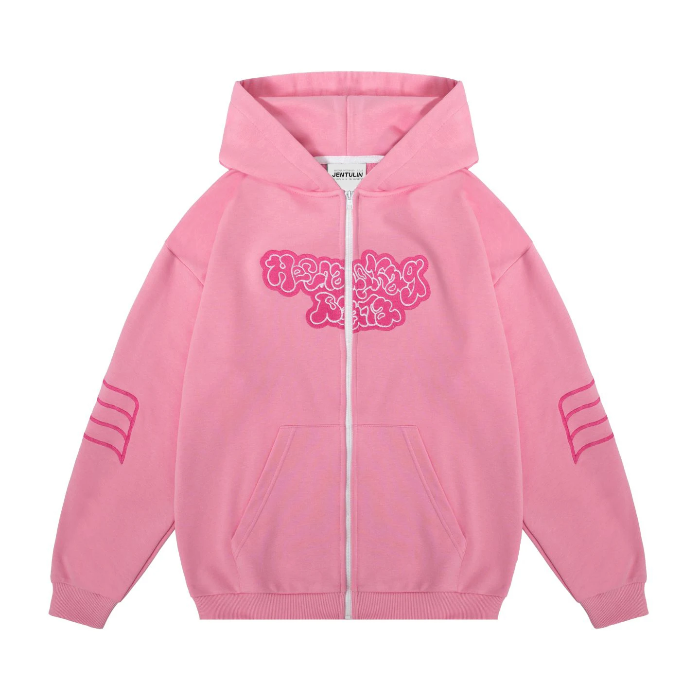 Y2K Harajuku Вата Zip Up Hoodie Cartoon Letter Embroidery Sweatshirt Men Hip Hop Oversized Streetwear Zipper Jacket Goth Clothes
