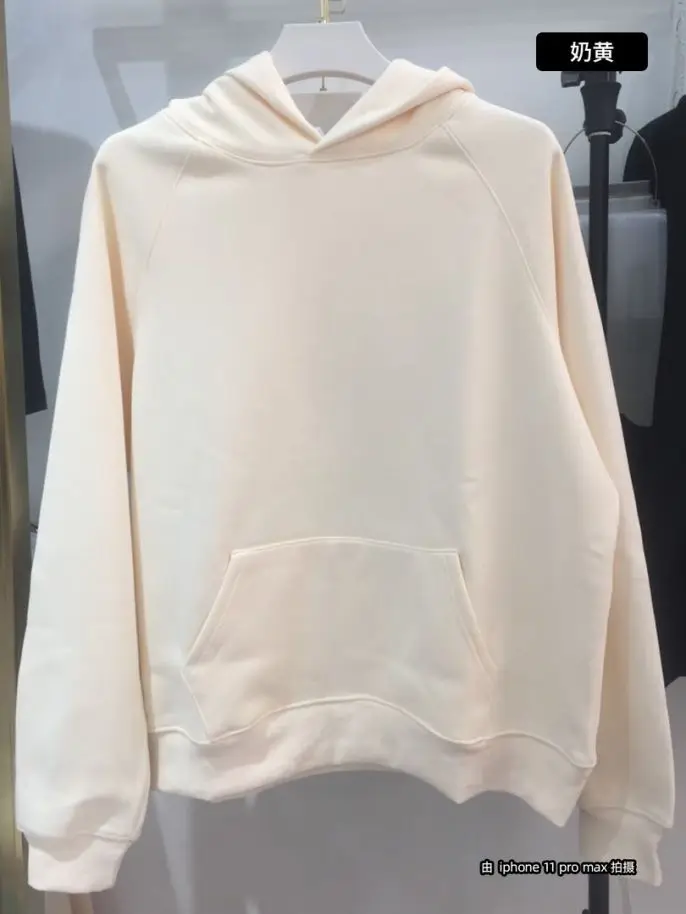 600GSM Men's 100% Cotton Hoodies Korean Style Loose Fit Fleece Hooded Pullover Windproof Casual Oversized Heavy Jumper Sweater