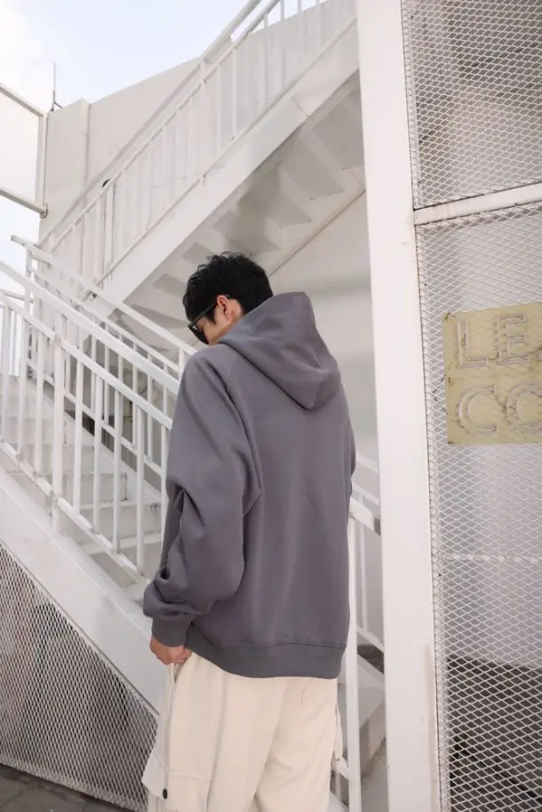 600GSM Men's 100% Cotton Hoodies Korean Style Loose Fit Fleece Hooded Pullover Windproof Casual Oversized Heavy Jumper Sweater