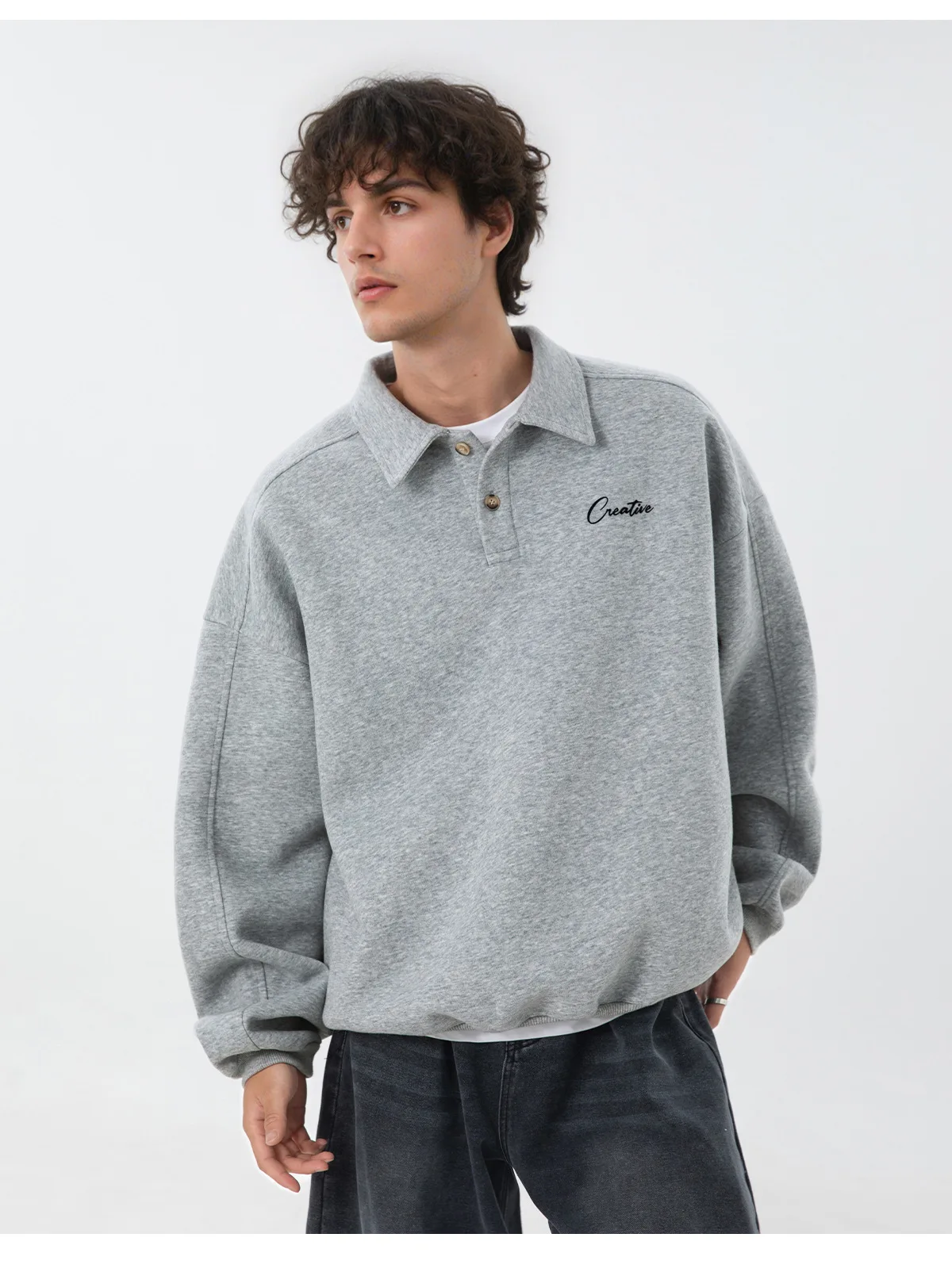 TFETTERS Casual Men's Sweatshirt Autumn Winter 2026 New Long Sleeve Polo Pullover Man Fashion Collar Loose Fit Streetwear