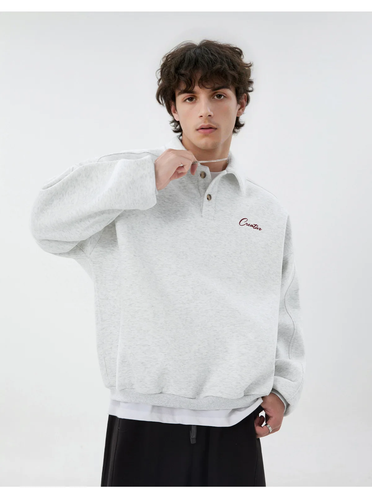 TFETTERS Casual Men's Sweatshirt Autumn Winter 2026 New Long Sleeve Polo Pullover Man Fashion Collar Loose Fit Streetwear