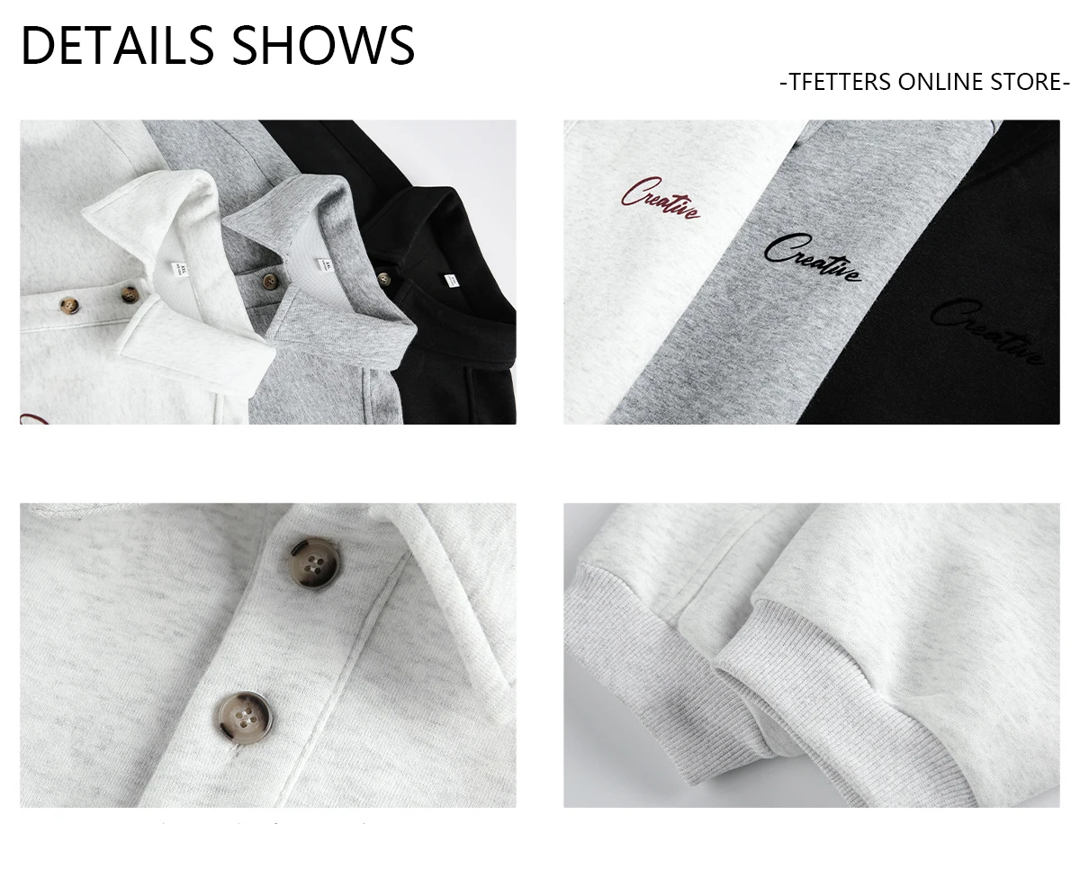 TFETTERS Casual Men's Sweatshirt Autumn Winter 2026 New Long Sleeve Polo Pullover Man Fashion Collar Loose Fit Streetwear