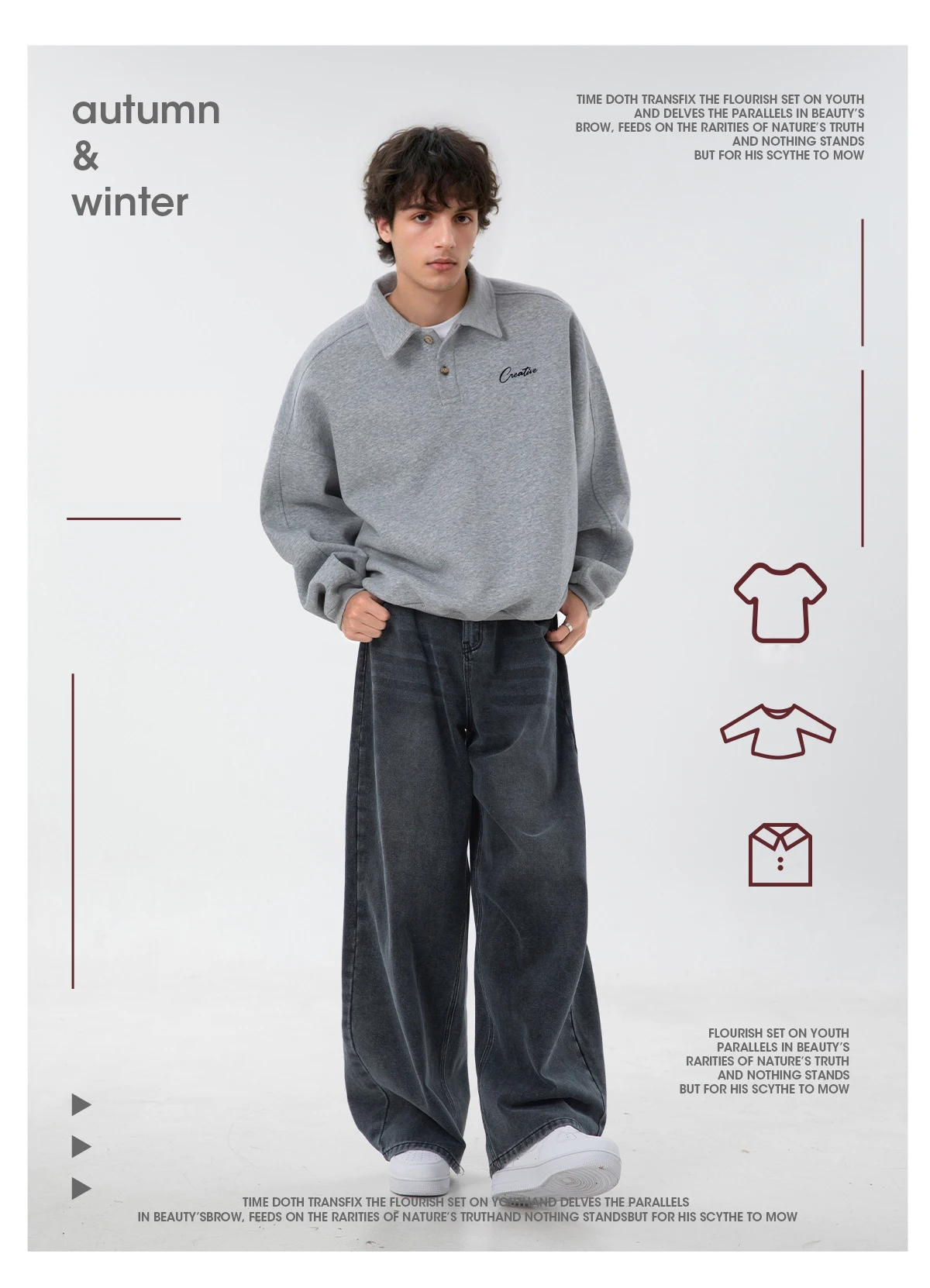 TFETTERS Casual Men's Sweatshirt Autumn Winter 2026 New Long Sleeve Polo Pullover Man Fashion Collar Loose Fit Streetwear