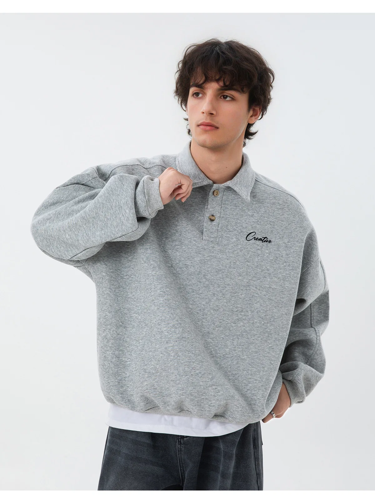 TFETTERS Casual Men's Sweatshirt Autumn Winter 2026 New Long Sleeve Polo Pullover Man Fashion Collar Loose Fit Streetwear
