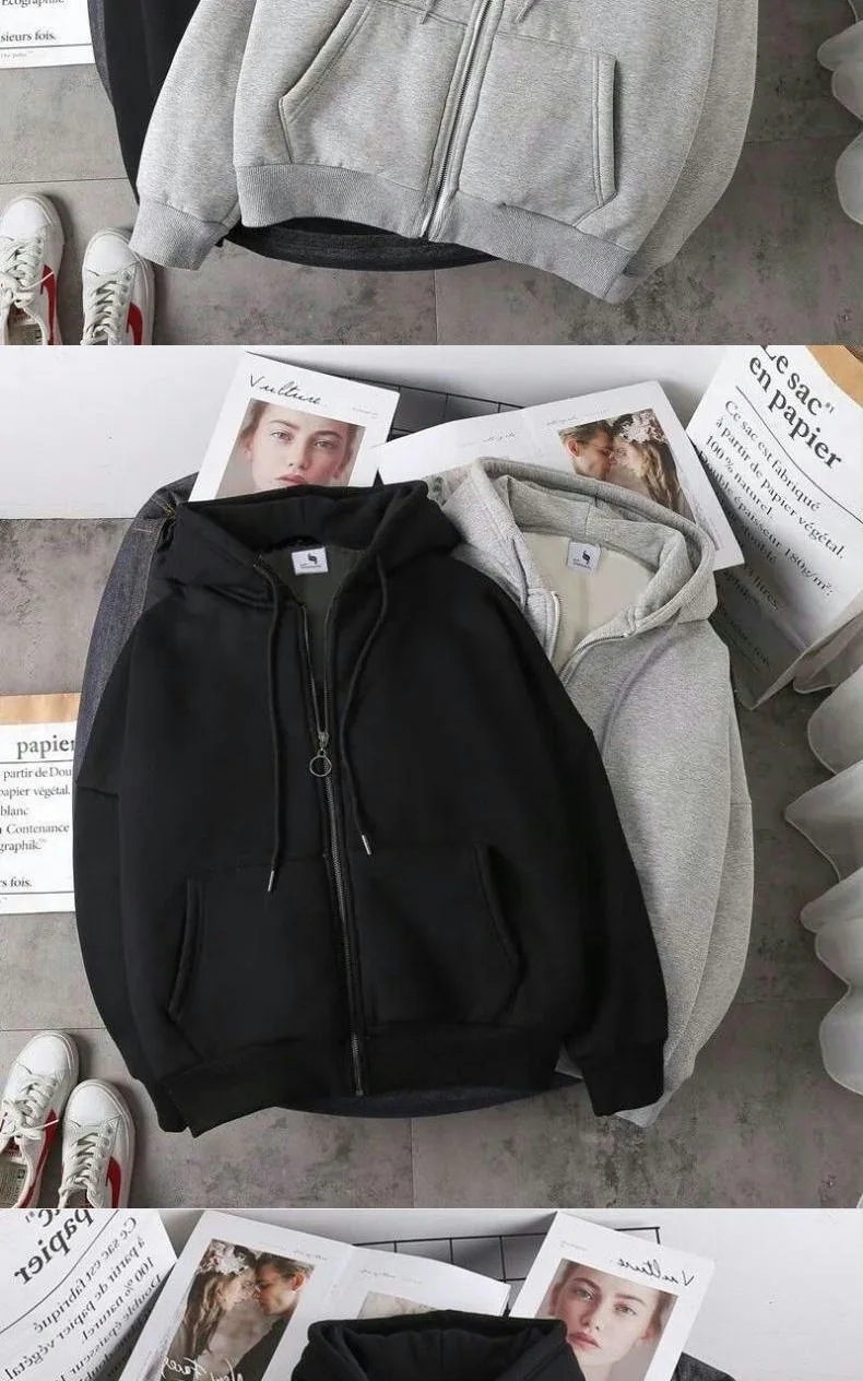 Fashionable Men's New Fleece Hooded Sweatshirt Men's Versatile Cold Resistant Casual Hoodie Men's Cardigan Jacket