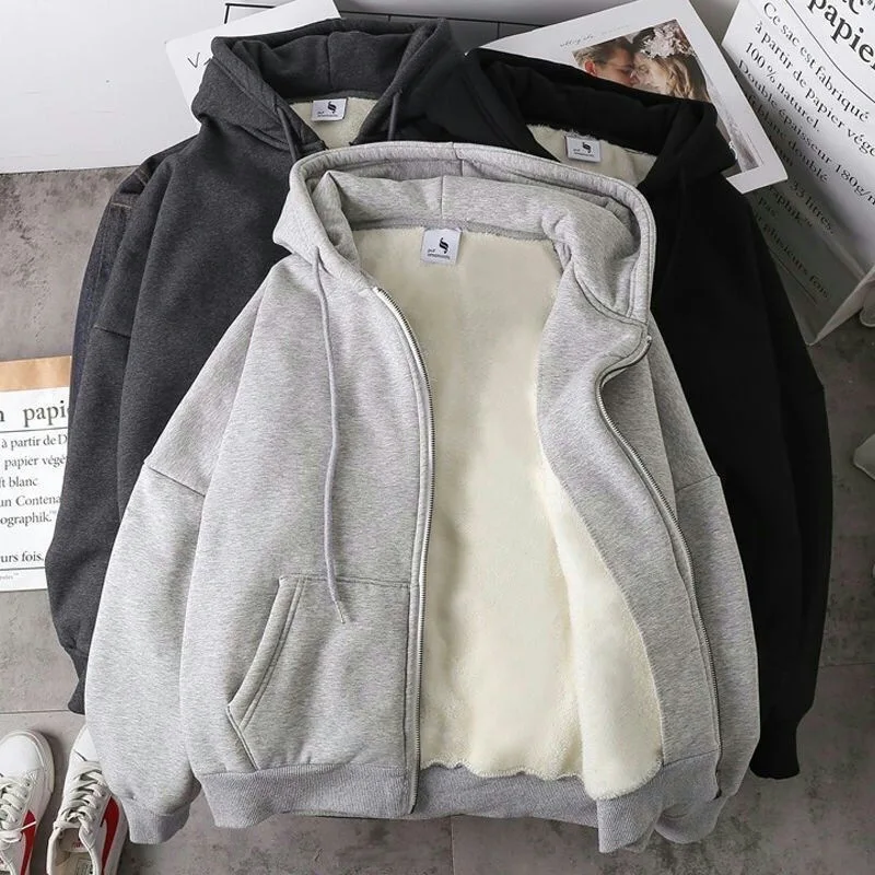 Fashionable Men's New Fleece Hooded Sweatshirt Men's Versatile Cold Resistant Casual Hoodie Men's Cardigan Jacket