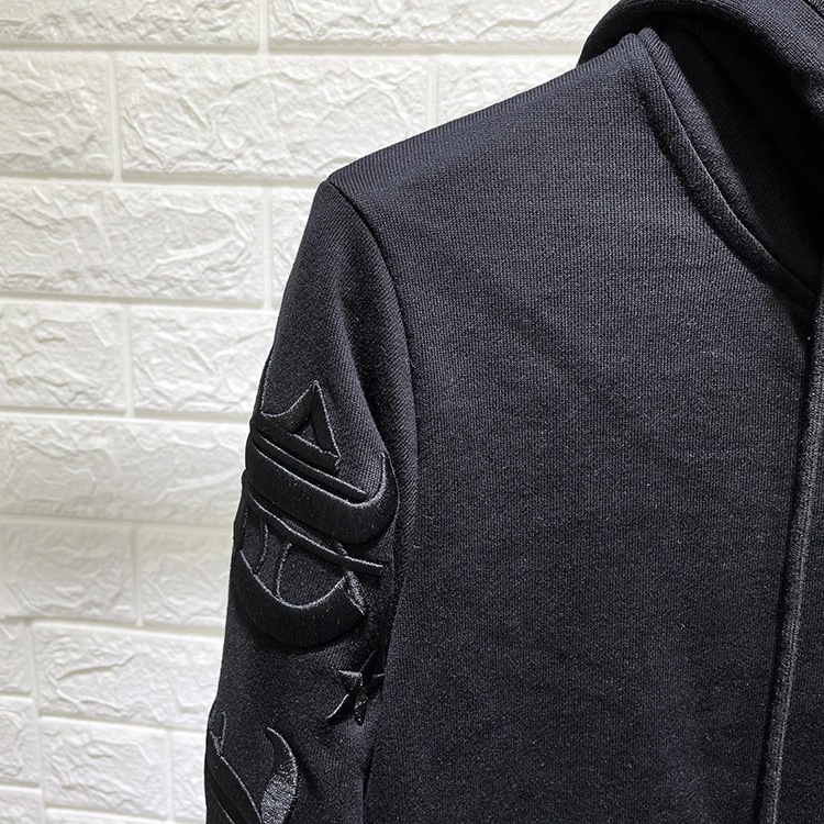 Men's Hoodie Letters Embroidered Zipper Hooded Cardigan Jacket Pure Cotton Spring Autumn Sweatshirt Coat