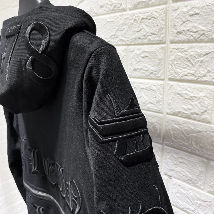 Men's Hoodie Letters Embroidered Zipper Hooded Cardigan Jacket Pure Cotton Spring Autumn Sweatshirt Coat