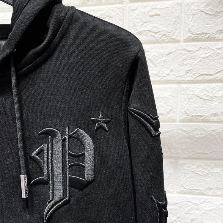 Men's Hoodie Letters Embroidered Zipper Hooded Cardigan Jacket Pure Cotton Spring Autumn Sweatshirt Coat