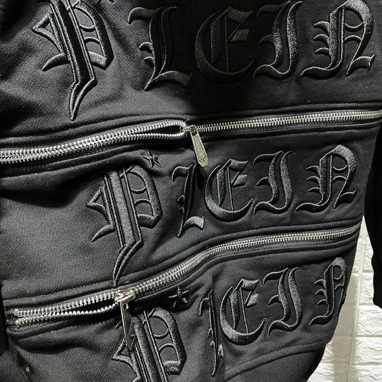 Men's Hoodie Letters Embroidered Zipper Hooded Cardigan Jacket Pure Cotton Spring Autumn Sweatshirt Coat