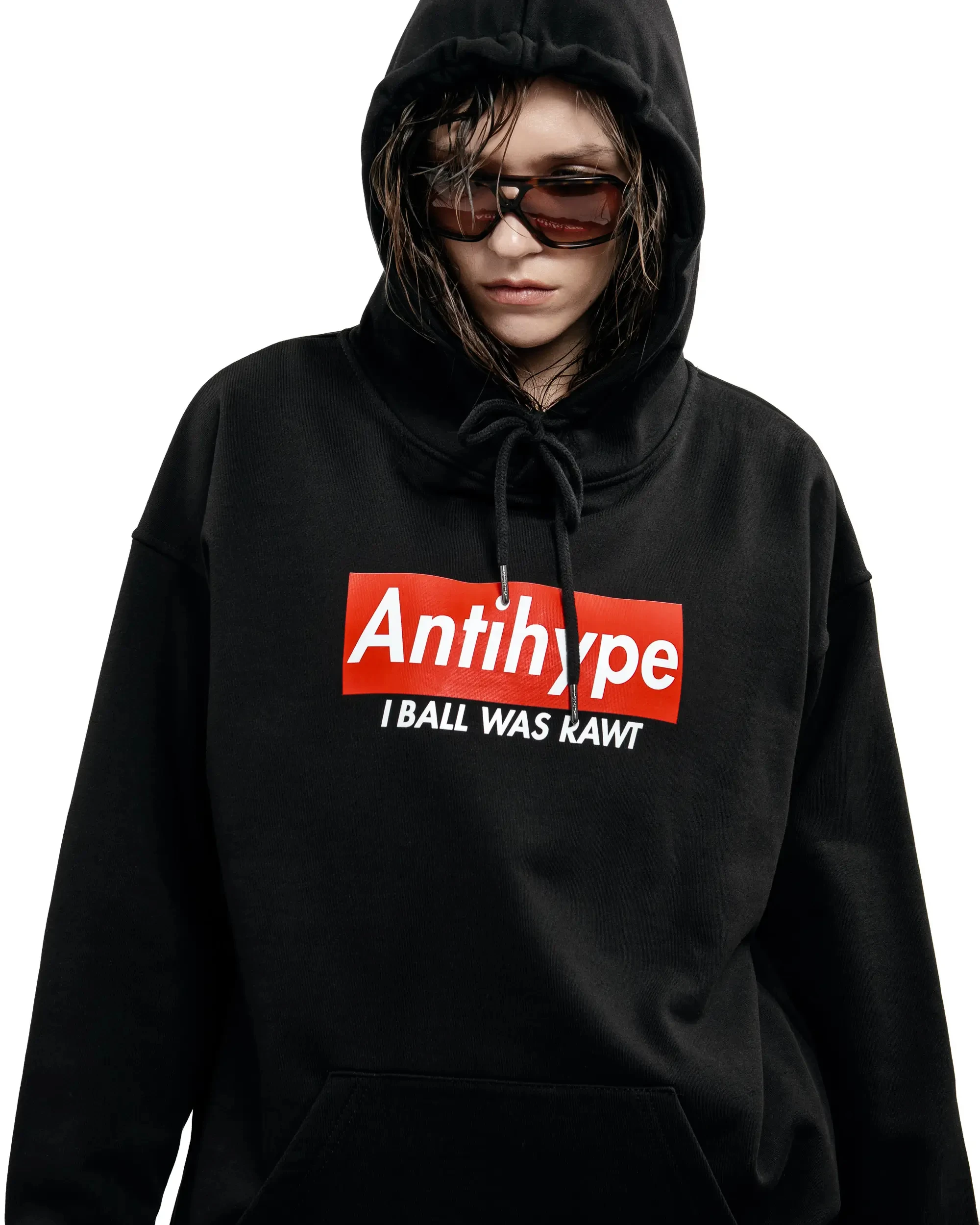 Harajuku Streetwear Oversized Men's Hooded Pullover I BALL WAS RAWT Graphic Print Hoodies Sweatshirts Hip Hop Punk Tops Goth Y2k