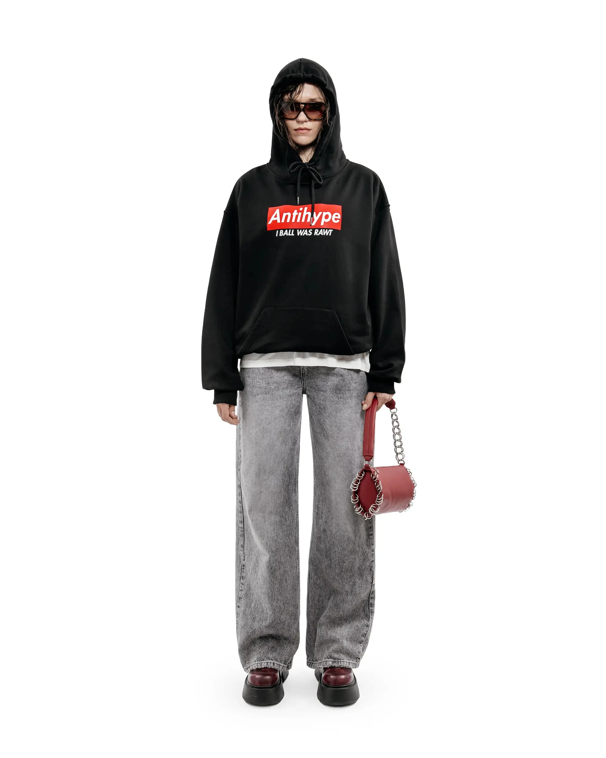 Harajuku Streetwear Oversized Men's Hooded Pullover I BALL WAS RAWT Graphic Print Hoodies Sweatshirts Hip Hop Punk Tops Goth Y2k