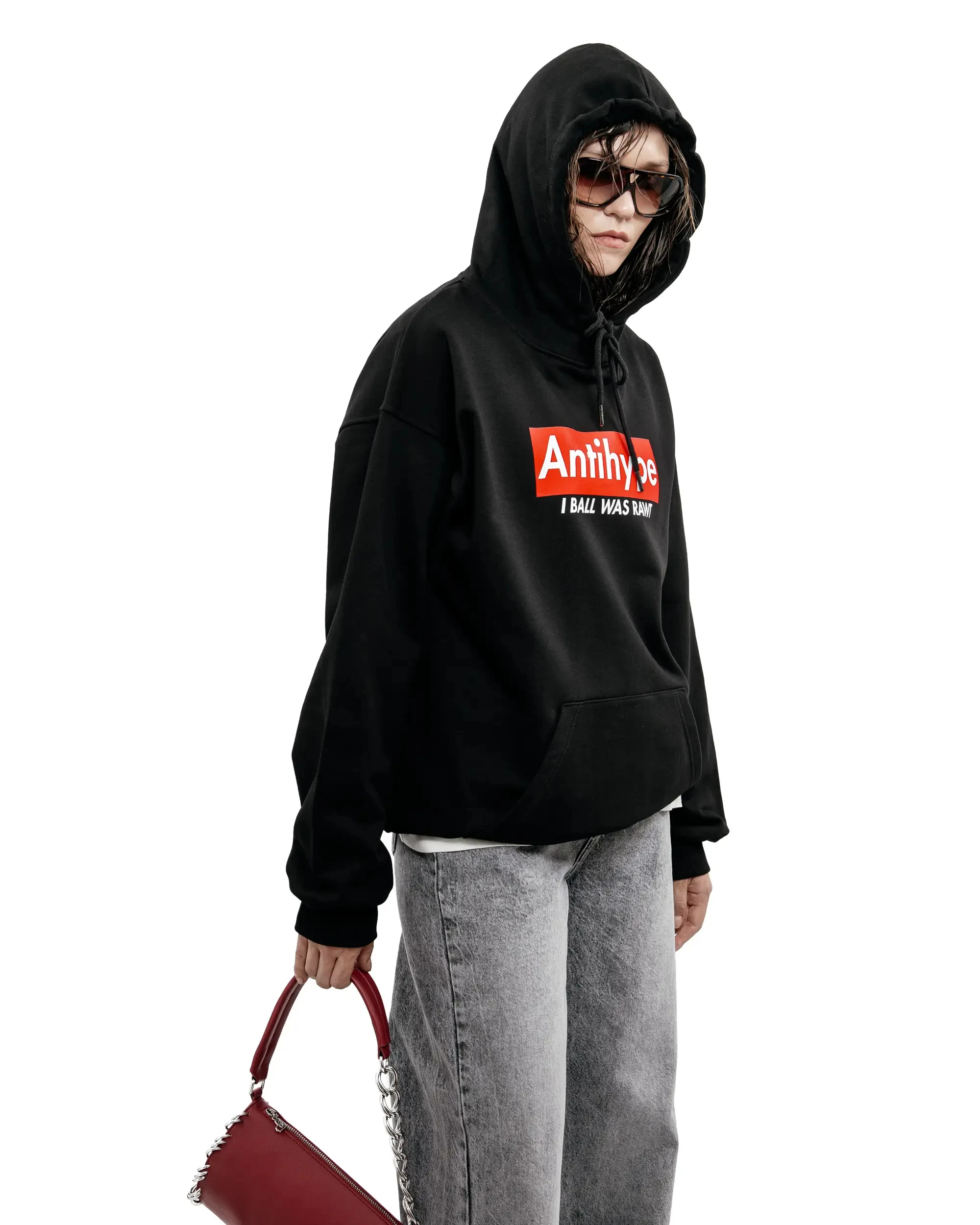 Harajuku Streetwear Oversized Men's Hooded Pullover I BALL WAS RAWT Graphic Print Hoodies Sweatshirts Hip Hop Punk Tops Goth Y2k