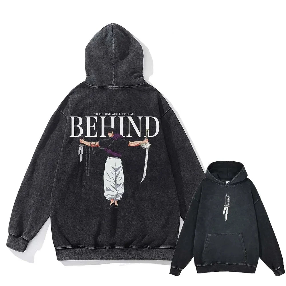 Japanese Anime Jujutsu Kaisen Print Hooded Pullover Men Hip Hop Sweatshirt Vintage Hoodie Harajuku Cotton Sweatshirts