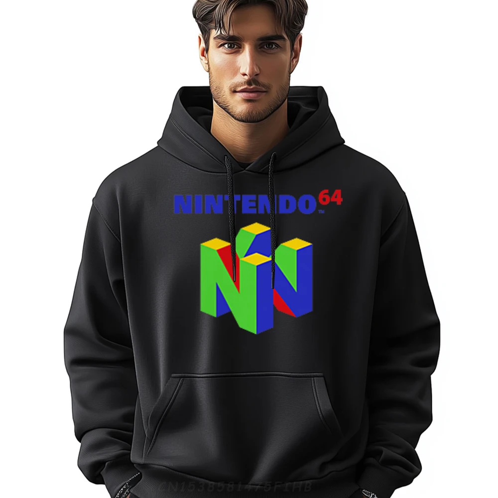 Chest Pocket N64 Hoodies Gift Idea Funny Hoodies Casual Special O-Neck Hoodies Long Sleeve
