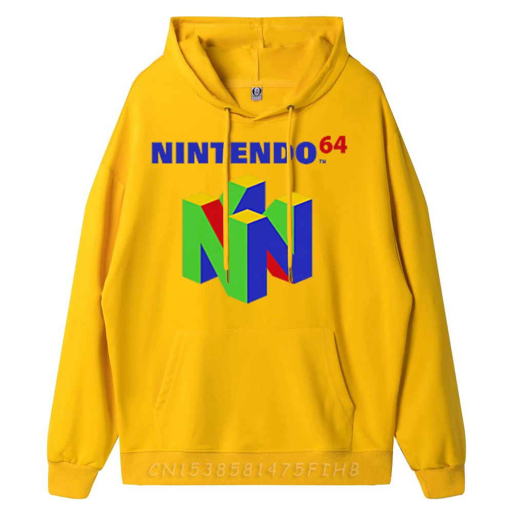 Chest Pocket N64 Hoodies Gift Idea Funny Hoodies Casual Special O-Neck Hoodies Long Sleeve